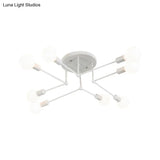 Loft Style Metallic Sputnik Ceiling Light White Finish 6/8 Lights Semi Flush Living Room Lighting