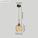 Loft Style Twisted Glass Hanging Lamp: Round Ceiling Light Fixture With 1 Bulb For Dining Room