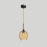 Loft Style Twisted Glass Hanging Lamp: Round Ceiling Light Fixture With 1 Bulb For Dining Room