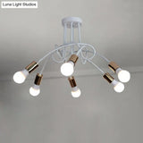 Loft Style Twisted Semi Flush Gold Ceiling Light Fixture With Open Bulb 3/5 Heads