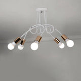 Loft Style Twisted Semi Flush Gold Ceiling Light Fixture With Open Bulb 3/5 Heads 5 /