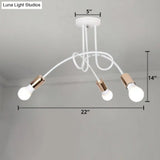 Loft Style Twisted Semi Flush Gold Ceiling Light Fixture With Open Bulb 3/5 Heads