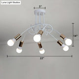 Loft Style Twisted Semi Flush Gold Ceiling Light Fixture With Open Bulb 3/5 Heads