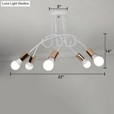 Loft Style Twisted Semi Flush Gold Ceiling Light Fixture With Open Bulb 3/5 Heads