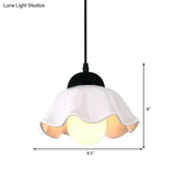 Loft Style White Glass Pendant Ceiling Light - Flower Shade Dining Room Lighting