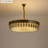Loop Living Room Ceiling Chandelier: Elegant Crystal Block Design With 14 Bulbs In Gold Finish
