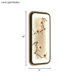 Lotus Blossom Mural Lamp - Chinese Ceramic Black-Green Or Red Led Wall Light For Family Room