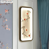 Lotus Blossom Mural Lamp - Chinese Ceramic Black-Green Or Red Led Wall Light For Family Room