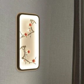 Lotus Blossom Mural Lamp - Chinese Ceramic Black-Green Or Red Led Wall Light For Family Room Black /