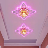 Lotus Clear Crystal Led Flush Mount: Modern Style Close To Ceiling Lighting For Corridors