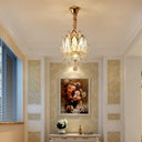 Lotus Corridor Pendant Light: Modern Crystal Ceiling Fixture In Gold