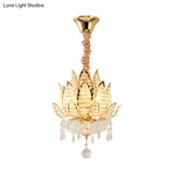 Lotus Corridor Pendant Light: Modern Crystal Ceiling Fixture In Gold