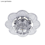 Lotus Crystal Led Ceiling Flush Mount For Hallways With Modern Blooming Design
