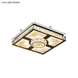 Lotus Design Led Flush Mount Ceiling Light With Cut Crystal Square In Chrome