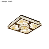Lotus Design Led Flush Mount Ceiling Light With Cut Crystal Square In Chrome