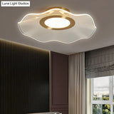 Lotus Leaf Acrylic Ceiling Light With Gold Finish And Led For Bedroom