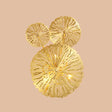 Lotus Leaf Etched Brass Wall Sconce - Metal Art Deco Stairs Lamp / 3