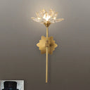 Lotus Wall Sconce In Traditional Gold With Clear Crystal Led Light - Ideal For Bedroom 16/23.5 H /