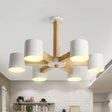 Lounge Ceiling Lamp: Cylindrical Metal Chandelier With 6 Nordic - Style Semi Flush Mount Heads In