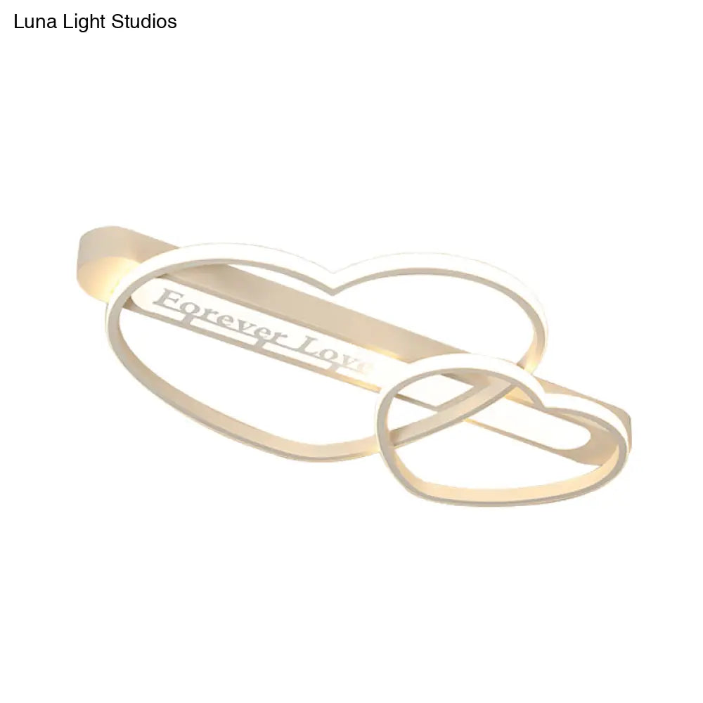 Love Arrow Bedroom Flush Mount Acrylic Macaron Led Ceiling Light In Pink/White/Gold