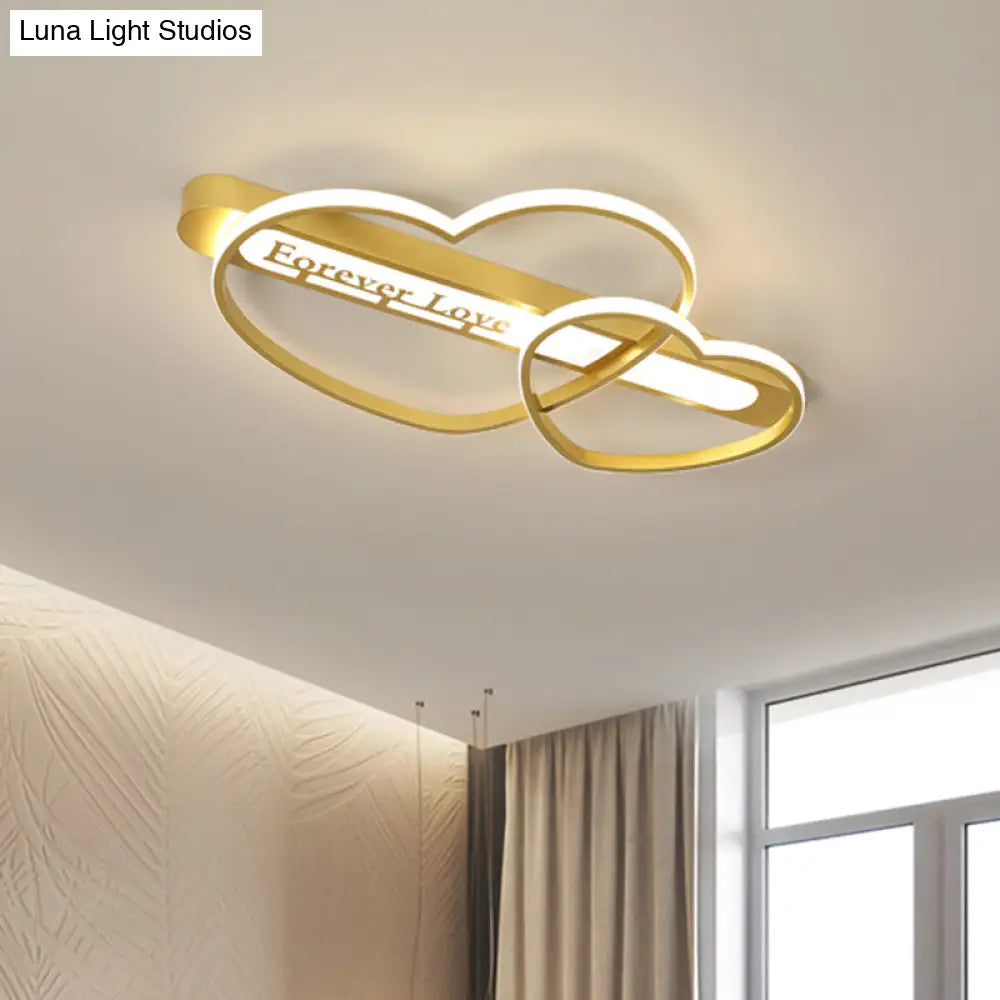 Love Arrow Bedroom Flush Mount Acrylic Macaron Led Ceiling Light In Pink/White/Gold