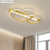 Love Arrow Bedroom Flush Mount Acrylic Macaron Led Ceiling Light In Pink/White/Gold