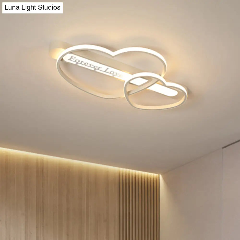 Love Arrow Bedroom Flush Mount Acrylic Macaron Led Ceiling Light In Pink/White/Gold