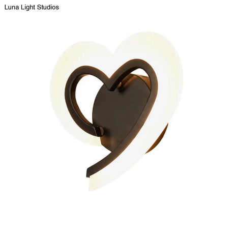 Love Heart Led Wall Light - Minimalist Acrylic Bedside Sconce In Blue/White/Black