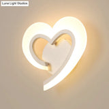 Love Heart Led Wall Light - Minimalist Acrylic Bedside Sconce In Blue/White/Black