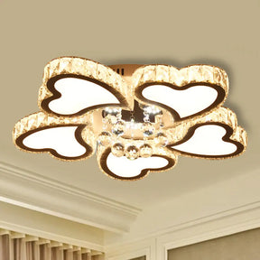 Loving Heart Crystal Block Ceiling Flush Led Mount Light Stainless - Steel