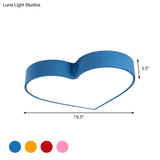Loving Heart Led Flushmount Ceiling Light For Children - Red/Pink/Yellow Acrylic Fixture