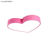 Loving Heart Led Flushmount Ceiling Light For Children - Red/Pink/Yellow Acrylic Fixture
