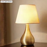Luxurious 1-Head Brass Metal Nightstand Light For Living Room - Fabric Tapered Night Table Lighting