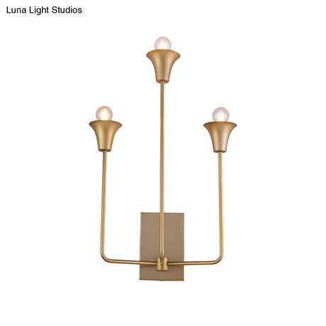 Luxurious Metal Bell Sconce Light Fixture 3-Bulb Wall Mounted Lighting In Elegant Gold
