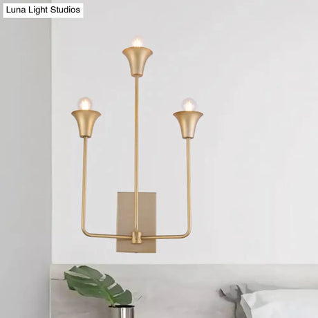 Luxurious Metal Bell Sconce Light Fixture 3-Bulb Wall Mounted Lighting In Elegant Gold