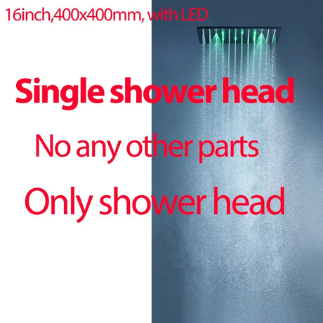 Luxury 16/20 Inch 400/500mm Rainfall Mist Spray LED Shower Head Set Constant Temperature Valve Mixer With Side Massage