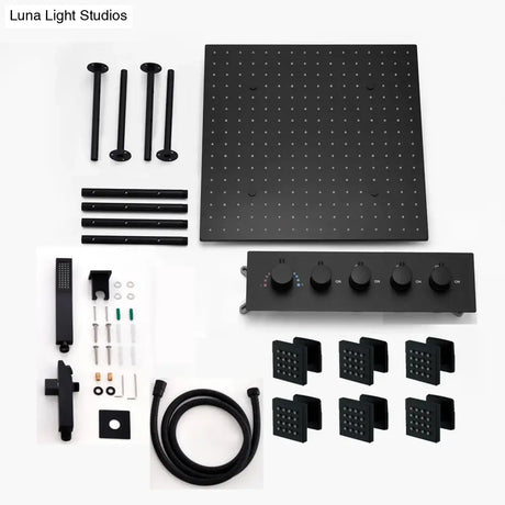 Luxury 16/20 Inch 400/500mm Rainfall Mist Spray LED Shower Head Set Constant Temperature Valve Mixer With Side Massage