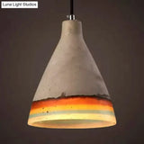 Mã©Lodie - Vintage Dark Blue/Light Blue/Orange Conic Pendant Light Antique Style Cement 1 Head