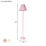 Macaron 1-Light Straight Rod Iron Floor Lamp In Pink/Green With Pleated Pink/Yellow Shade