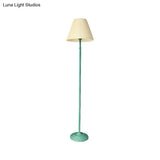 Macaron 1-Light Straight Rod Iron Floor Lamp In Pink/Green With Pleated Pink/Yellow Shade