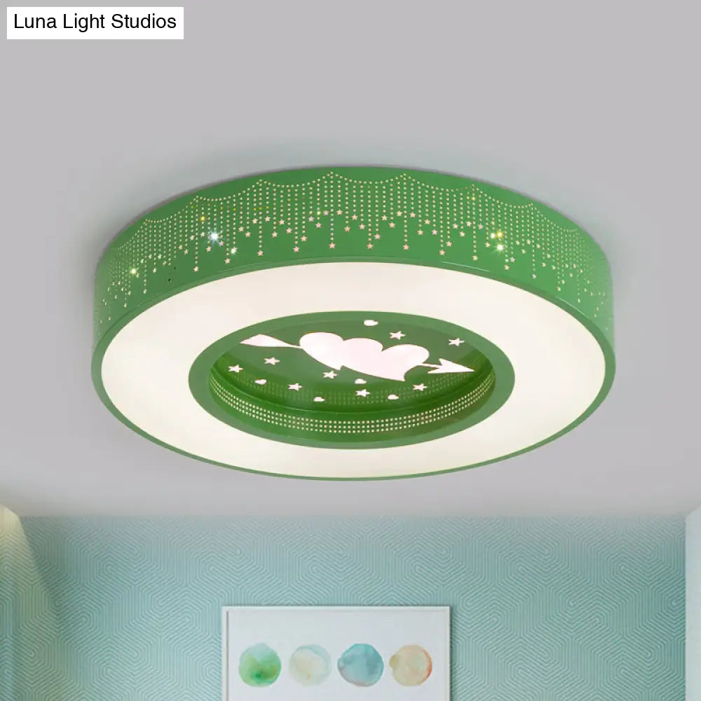 Macaron Acrylic Led Ceiling Lamp - Blue/Yellow/Green 16/19.5/23.5 Round Flush Mount Bedroom Lighting
