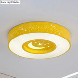 Macaron Acrylic Led Ceiling Lamp - Blue/Yellow/Green 16/19.5/23.5 Round Flush Mount Bedroom Lighting