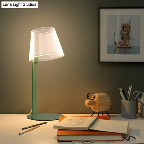 Macaron Acrylic Tapered Shade Table Lamp - Led Nightstand Lighting For Kids Bedroom