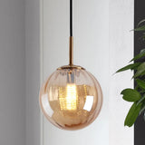 Macaron Amber/Green/Red Glass Bubble Pendant Light - 1 Head Ceiling Lamp For Bedrooms Amber