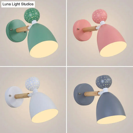 Macaron Bell Wall Mount Light Metal 2-Light Bedside Sconce With Star Cutouts - Creative Design