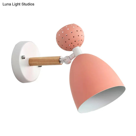 Macaron Bell Wall Mount Light Metal 2-Light Bedside Sconce With Star Cutouts - Creative Design