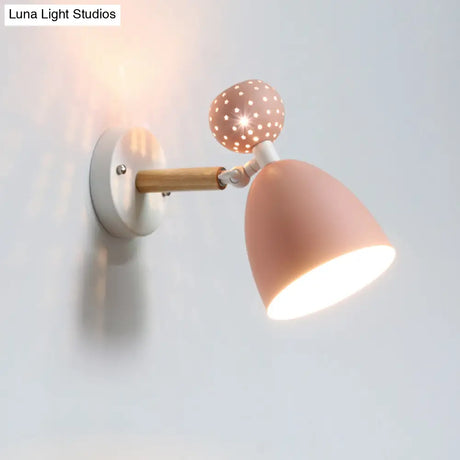 Macaron Bell Wall Mount Light Metal 2-Light Bedside Sconce With Star Cutouts - Creative Design