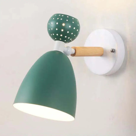 Macaron Bell Wall Mount Light Metal 2-Light Bedside Sconce With Star Cutouts - Creative Design Green
