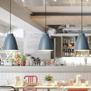 Macaron Black/Pink/Blue Restaurant Ceiling Hang Pendant Light - 1-Bulb With Aluminum Bell Shade Dark