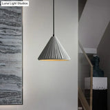 Macaron Cement Conical Pendant Ceiling Light - Single Suspension Fixture For Living Room